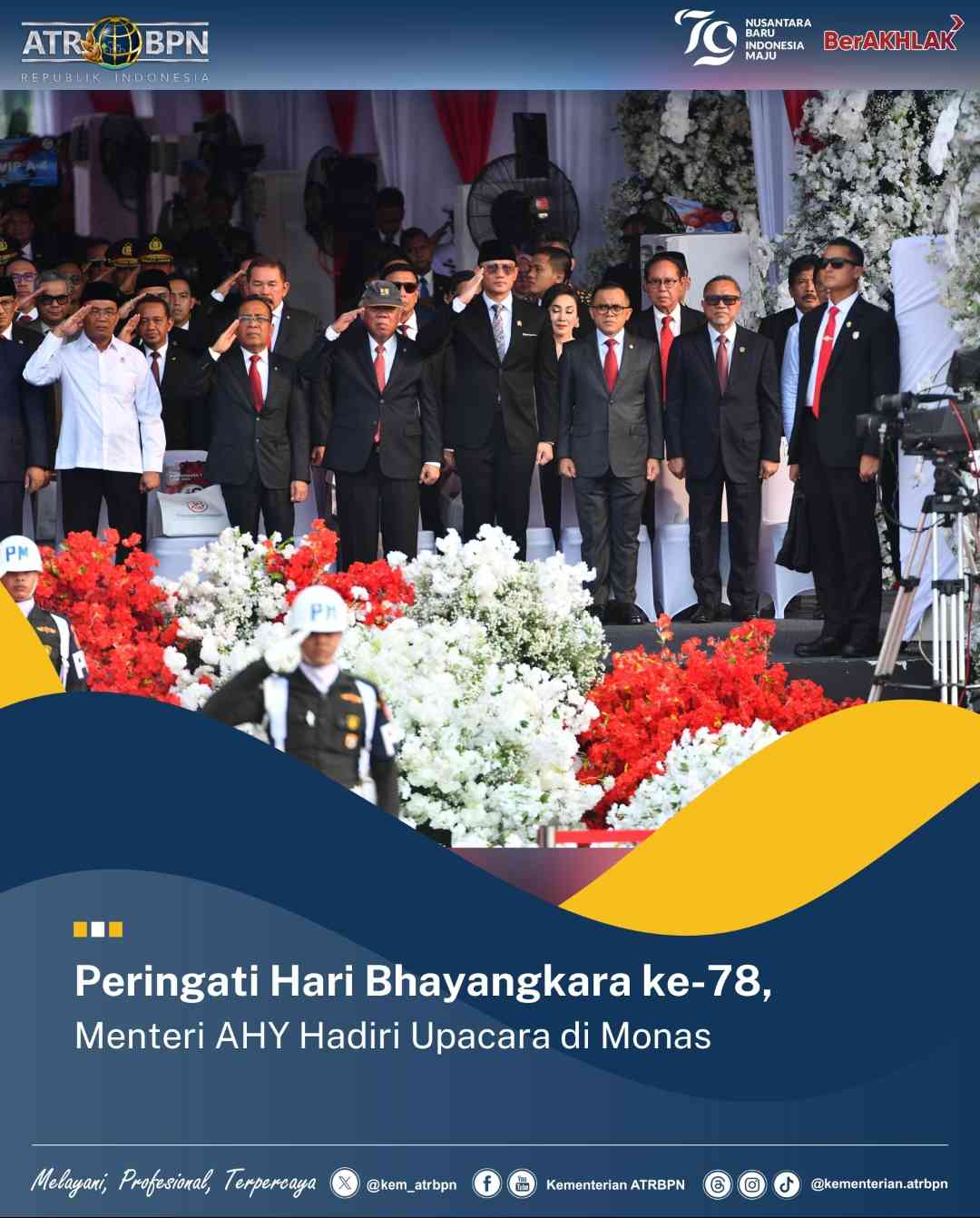 Peringati Hari Bhayangkara ke-78, Menteri AHY Hadiri Upacara di Monas