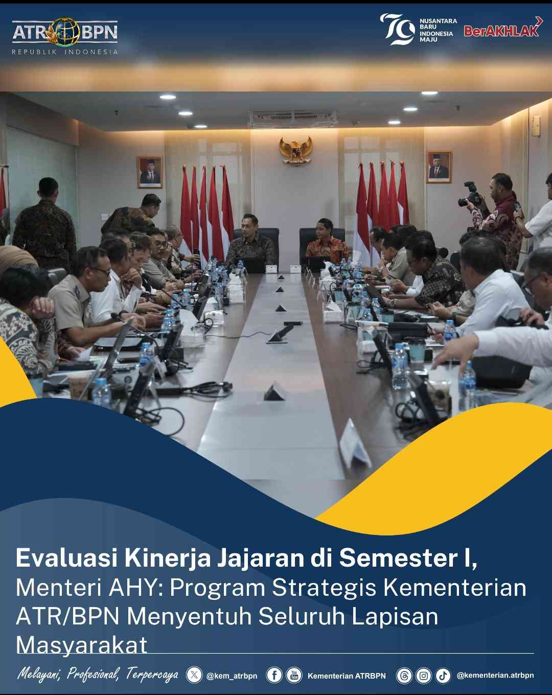 Evaluasi Kinerja Jajaran di Semester I, Menteri AHY: Program Strategis Kementerian ATR/BPN Menyentuh Seluruh Lapisan Masyarakat