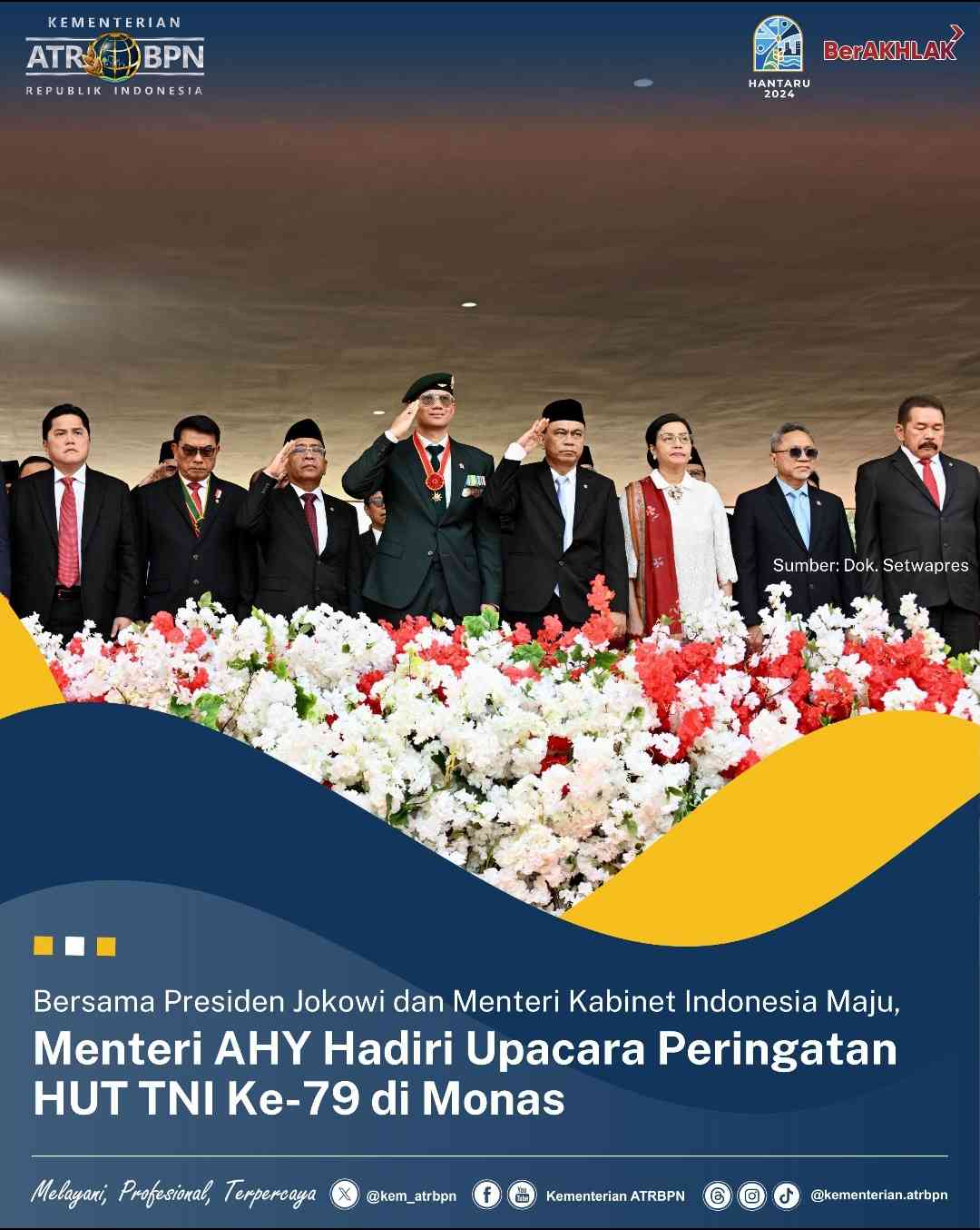 AHY Hadiri Upacara Peringatan HUT TNI Ke-79 di Monas