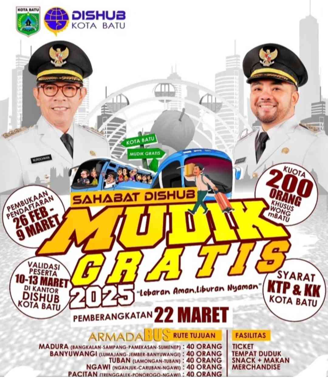 Banyak Pemudik Tidak Lolos Verifikasi, Mudik Gratis di Batu Mundur