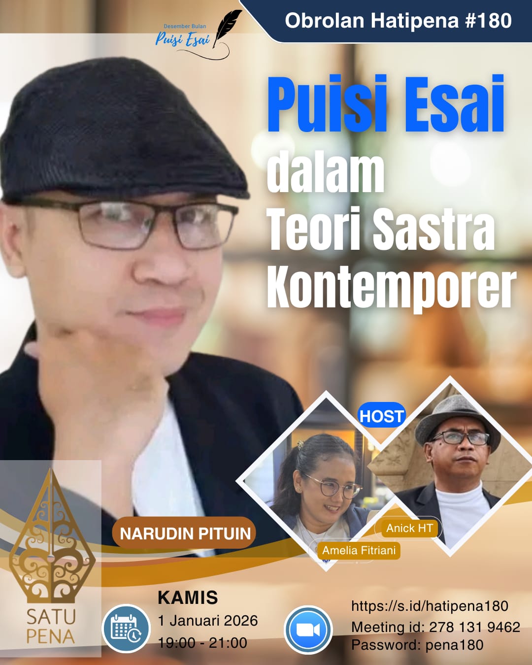 Satupena Gelar Webinar Sastra Bahas Posisi Puisi Esai dalam Teori Sastra Kontemporer