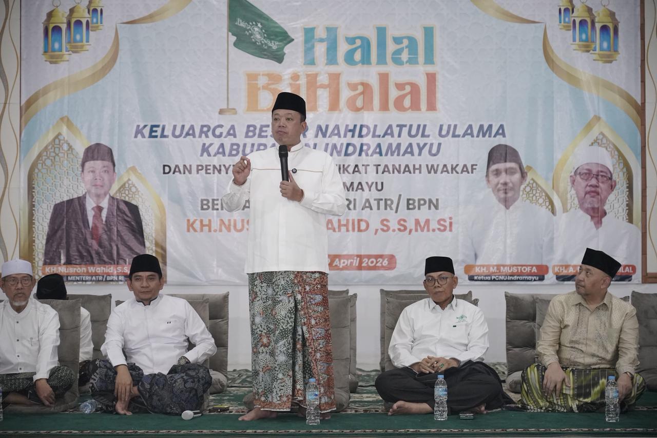 Menteri ATR/BPN, Nusron Wahid, ajak NU ikut berperan menyebarkan manfaat nyata bagi masyarakat. Ahad (19/04/2026). (ADV)